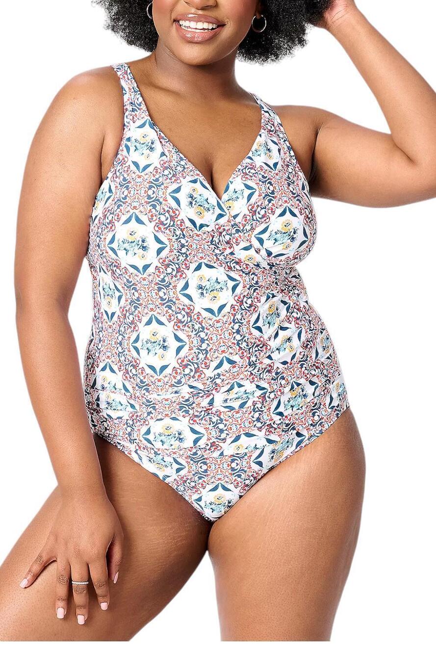 Jantzen Women's Draped Surplice Mailot OnePiece Swimsuit Ceramic - Plus